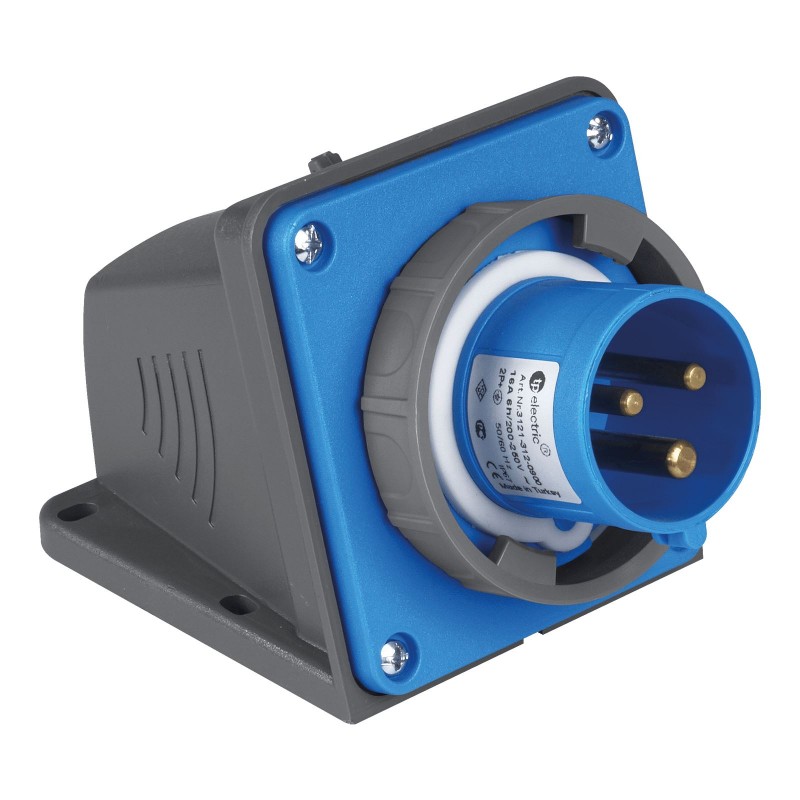 Силовая вилка накладная, 16А, 2P+E, 200–250В AC, IP67, TP Electric (3121-312-0900)