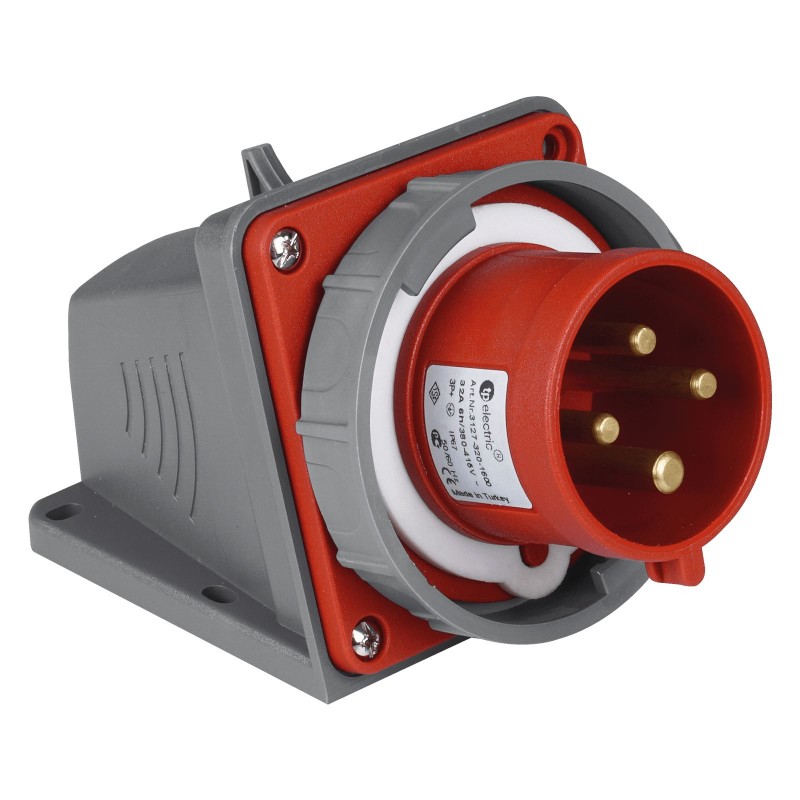 Силовая вилка накладная, 16А, 3P+E, 380–415В AC, IP67, TP Electric (3123-312-1600)