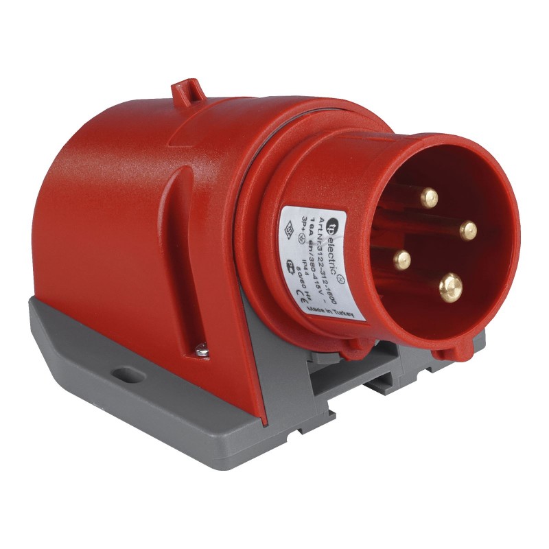 Силовая вилка накладная, 16А, 3P+E, 380–415В AC, IP44, TP Electric (3122-312-1600)