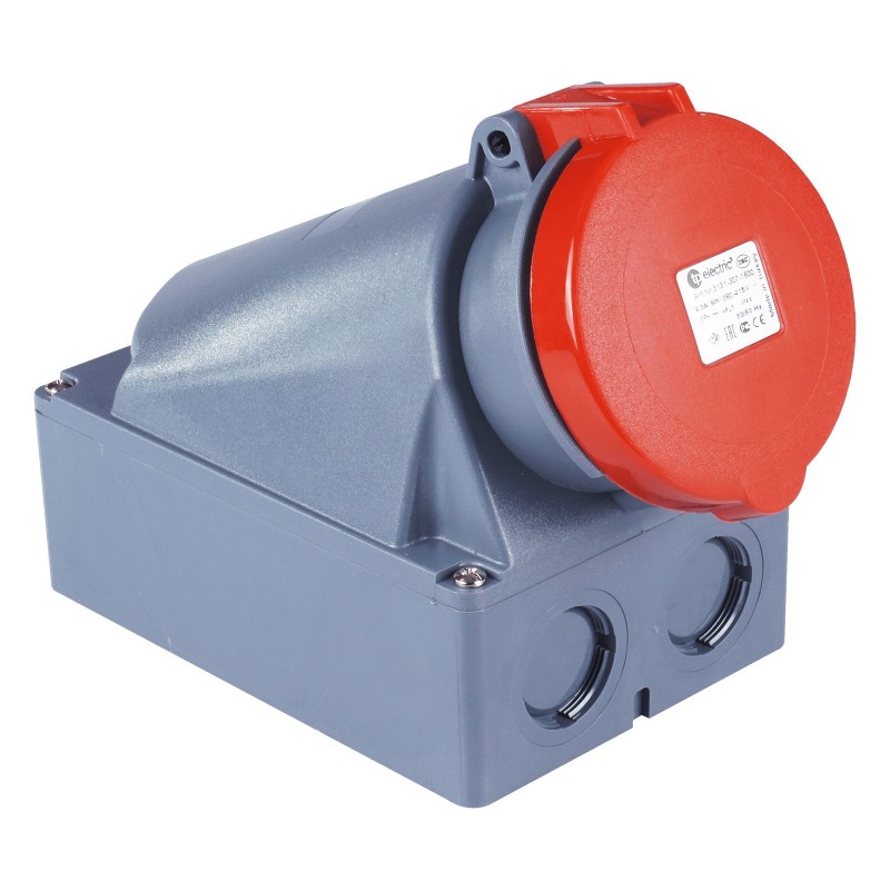 Силовая розетка накладная, 63А, 3P+N+E, 380–415В AC, IP44, TP Electric (3133-307-1600)