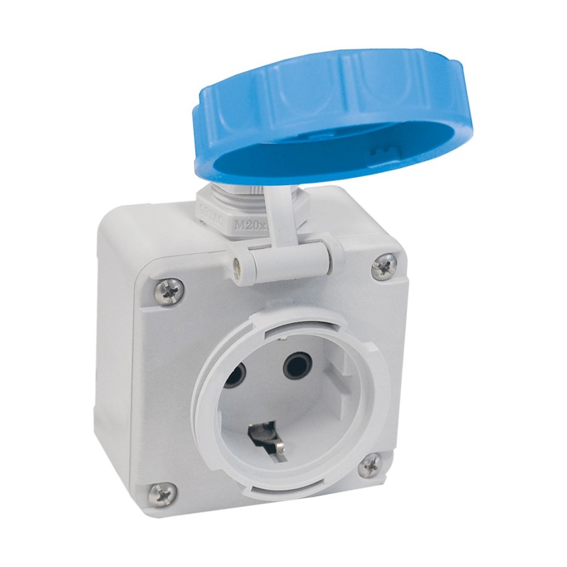 Розетка накладная SCHUKO 2P+E, 16А, 200-250В AC, IP68, TP Electric (3101-380-0900)