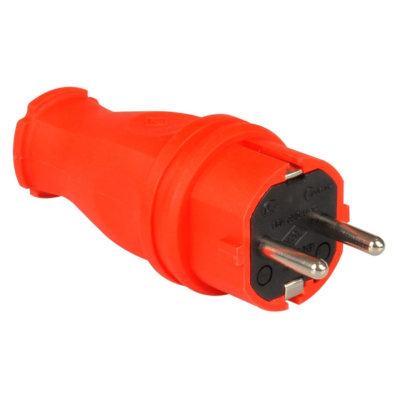 Кабельная вилка SCHUKO 2P+E, 16А, 250В AC, IP54, красный, TP Electric (3101-301-1600)