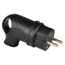 Кабельная вилка угловая SCHUKO 2P+E, 16А, 250В AC, IP44, черный, TP Electric (3101-302-0300)