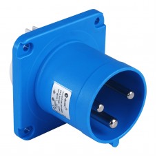 Силовая вилка фланцевая, 63А, 2P+E, 200–250В AC, IP44, TP Electric (3128-320-0900)