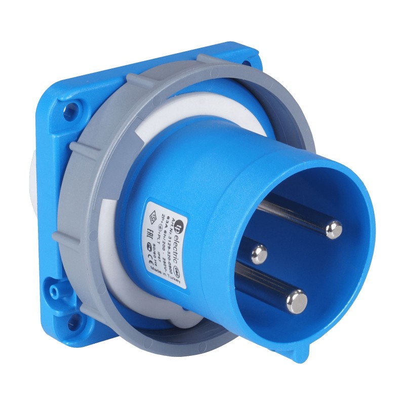 Силовая вилка фланцевая, 63А, 2P+E, 200–250В AC, IP67, TP Electric (3129-320-0900)
