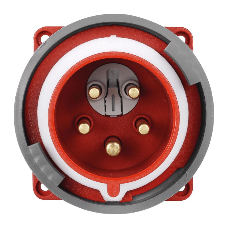 Силовая вилка фланцевая с инвертором фаз, 16А, 3P+N+E, 380–415В AC, IP67, TP Electric (3106-354-1600)