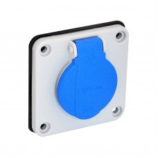 Розетка врезная фланцевая SCHUKO 2P+E, 16А, 250В AC, IP54, синий, 75×75, TP Electric (3101-309-0900)