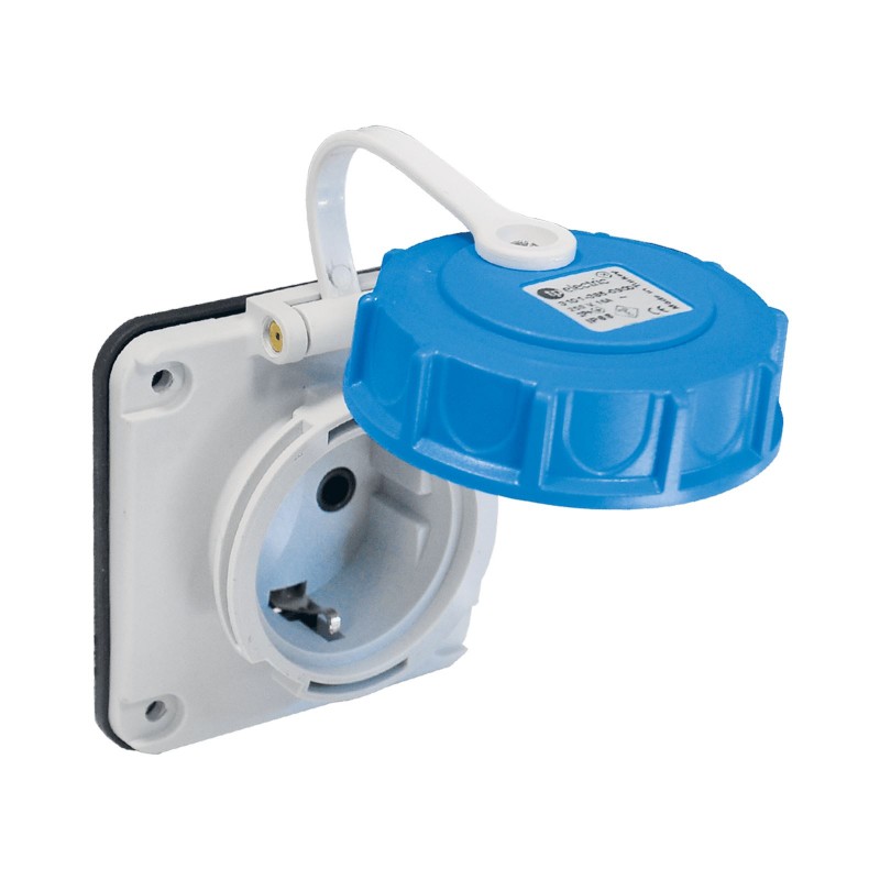 Розетка фланцевая SCHUKO 2P+E, 16А, 200-250В AC, IP68, TP Electric (3101-375-0900)