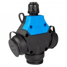 Тройник с однофазным подключением SCHUKO 2P+E, 16А, IP54, синий, TP Electric (3101-314-0300)