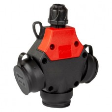 Тройник с трехфазным подключением SCHUKO 2P+E, 16А, IP54, чёрный, TP Electric (3101-315-0300)