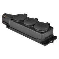 Тройная розетка SCHUKO 2P+E, 250В AC, 16А, IP44, черный, TP Electric (3101-308-0300)