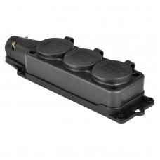 Тройная розетка SCHUKO 2P+E, 250В AC, 16А, IP44, черный, TP Electric (3101-308-0300)