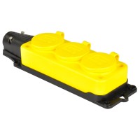 Тройная розетка SCHUKO 2P+E, 250В AC, 16А, IP44, желтый, TP Electric (3101-308-0700)