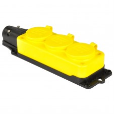 Тройная розетка SCHUKO 2P+E, 250В AC, 16А, IP44, желтый, TP Electric (3101-308-0700)