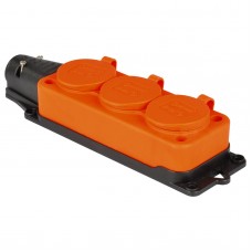 Тройная розетка SCHUKO 2P+E, 250В AC, 16А, IP44, оранжевый, TP Electric (3101-315-0300)