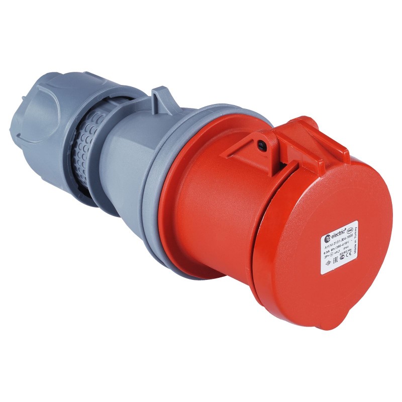 Силовая розетка кабельная, 63А, 3P+E, 380–415В AC, IP44, TP Electric (3131-304-1600)