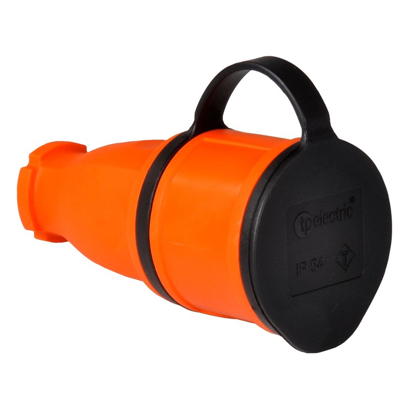 Кабельная розетка SCHUKO 2P+E, 250В AC, 16А, IP44, оранжевый, TP Electric (3101-304-2300)