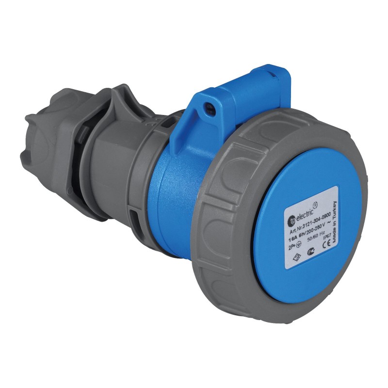 Силовая розетка кабельная, 16А, 2P+E, 200–250В AC, IP67, TP Electric (3121-304-0900)