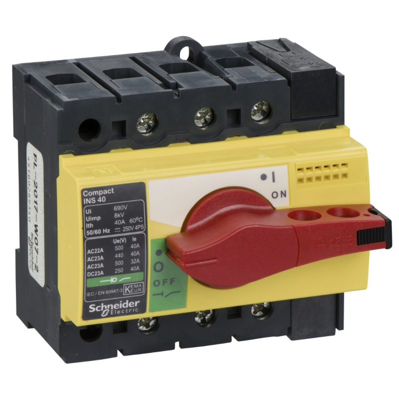 28916 - Выключатель нагрузки INS40, 3P Ith-40 A, Красно/Желтый, Schneider Electric
