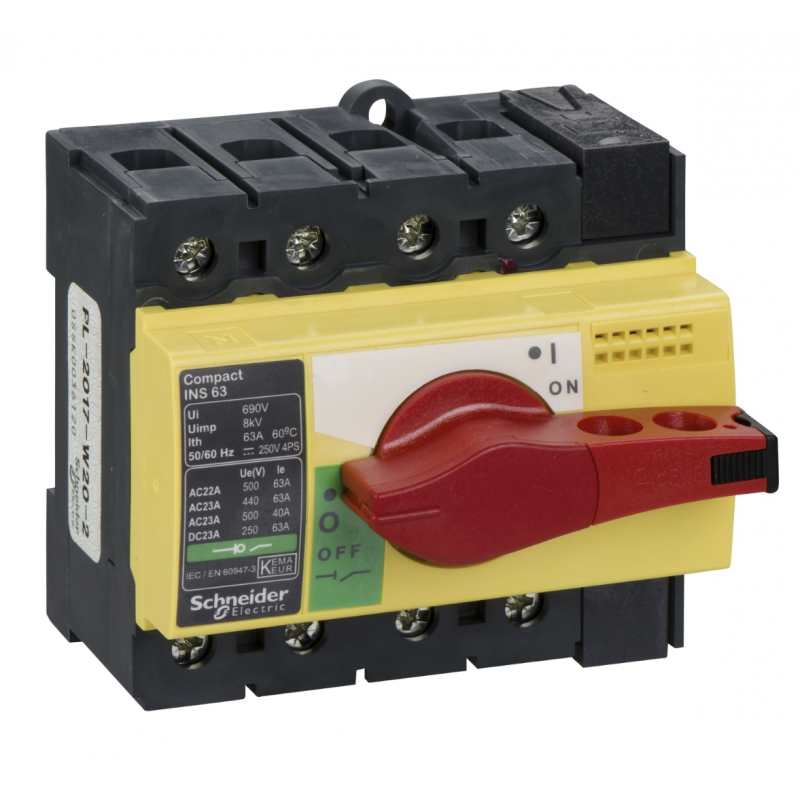 28919 - Выключатель нагрузки INS63, 4P Ith-63 A, Красно/Желтый, Schneider Electric