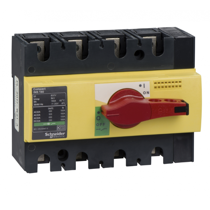 28929 - Выключатель нагрузки INS160, 4P Ith-1606 A, Красно/Желтый, Schneider Electric