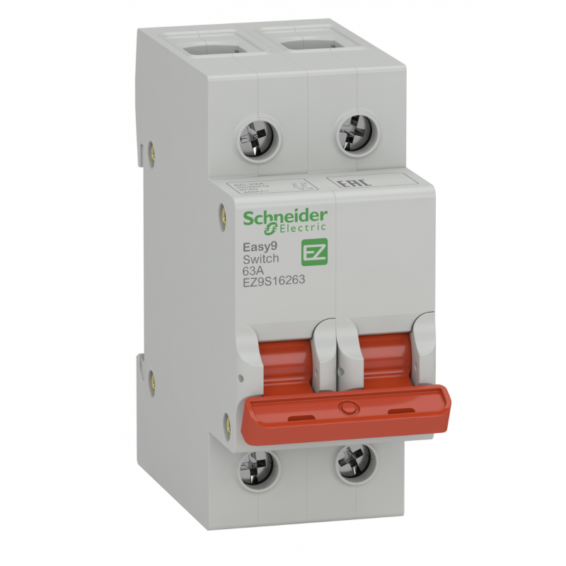EZ9S16263 - Выключатель нагрузки Easy9, 2P Ith-63 A, Ue-400 В АС, Schneider Electric