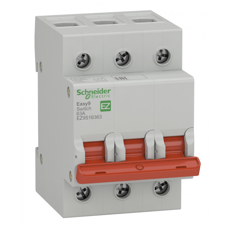 EZ9S16363 - Выключатель нагрузки Easy9, 3P Ith-63 A, Ue-400 В АС, Schneider Electric