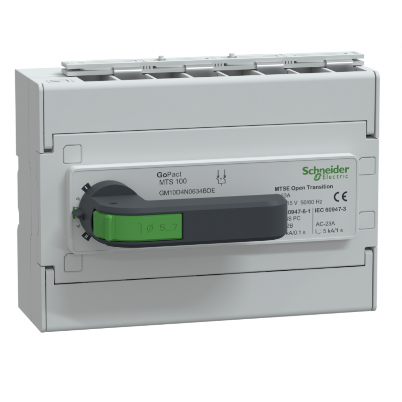 GM10D4N1004BDE – Переключатель нагрузки ручной GoPact MTS, 4P Ith-63 A, Ue-415 В АС, ручка на корпусе, Schneider Electric