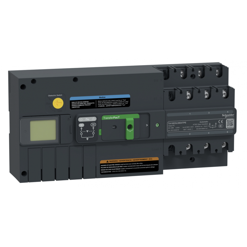 TA16D3L1004TPE - Автоматический ввод резерва TransferPact TA16, 3P, 100 A, с ЖК-дисплеем, Schneider Electric
