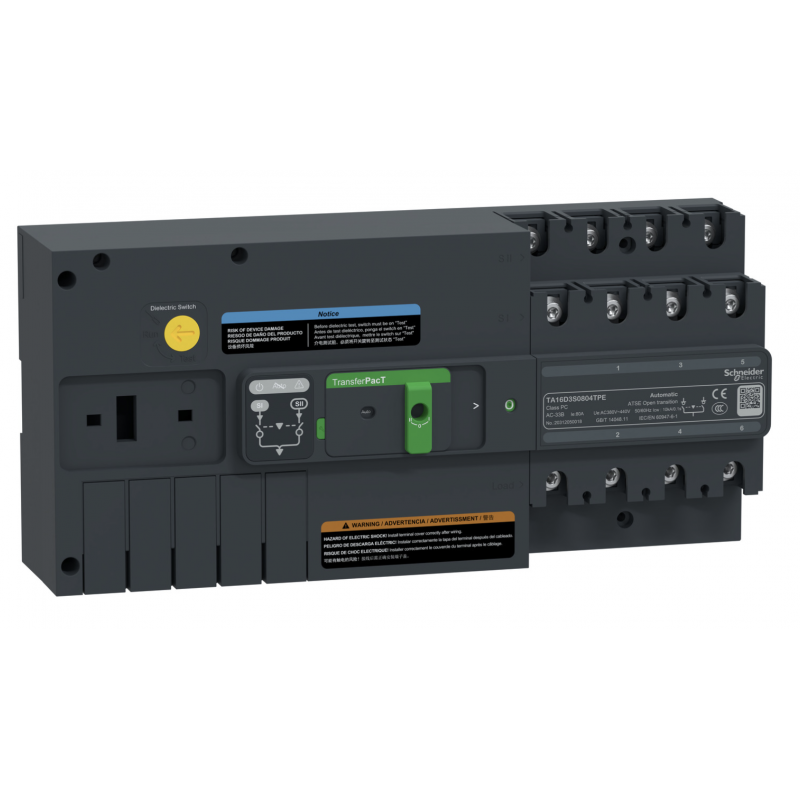 TA16D3S1254TPE - Автоматический ввод резерва TransferPact TA16, 3P, 125 A, без дисплея, Schneider Electric