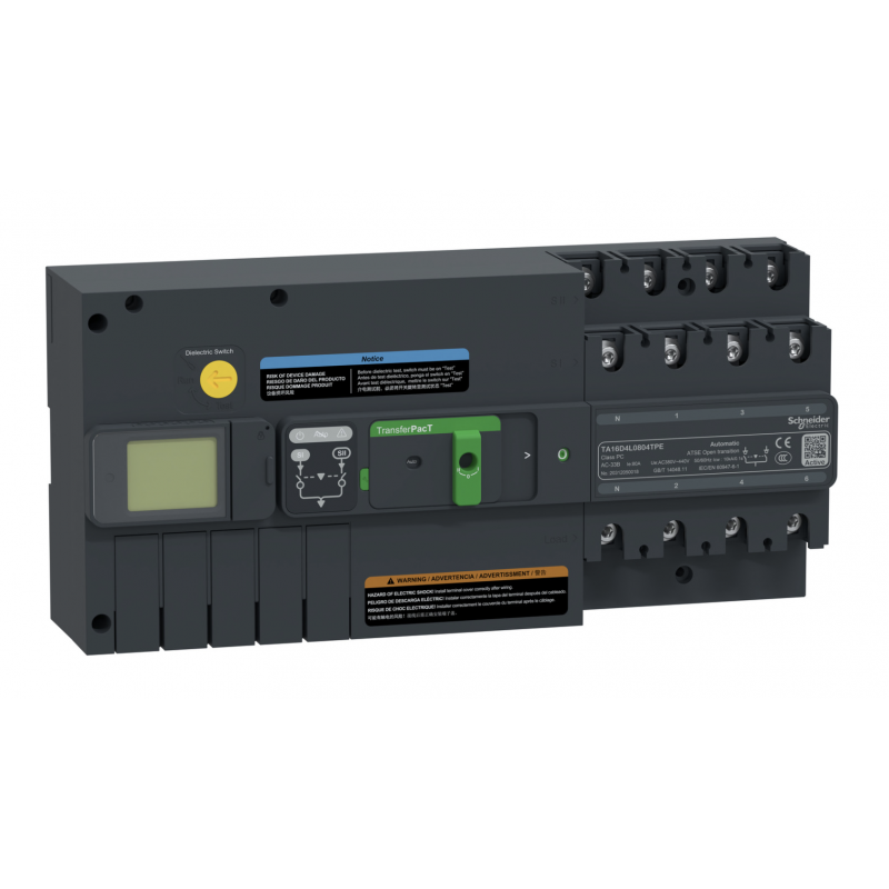 TA16D4L1254TPE - Автоматический ввод резерва TransferPact TA16, 4P, 125 A, с ЖК-дисплеем, Schneider Electric
