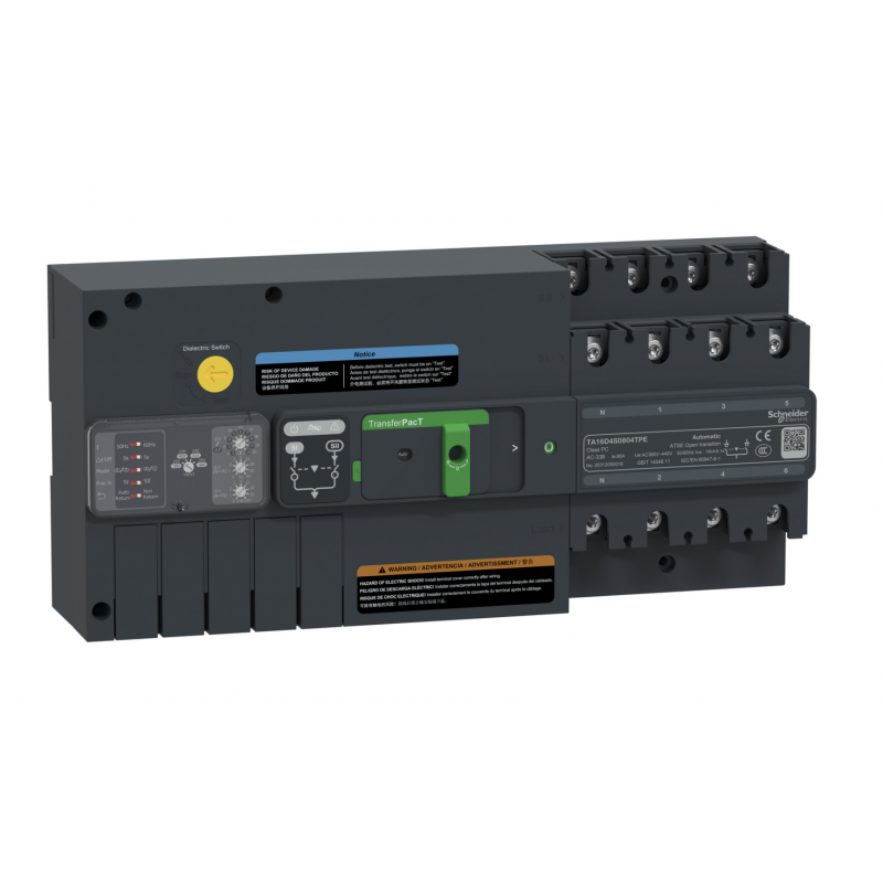TA16D4S1604TPE - Автоматический ввод резерва TransferPact TA16, 4P, 160 A, без дисплея, Schneider Electric