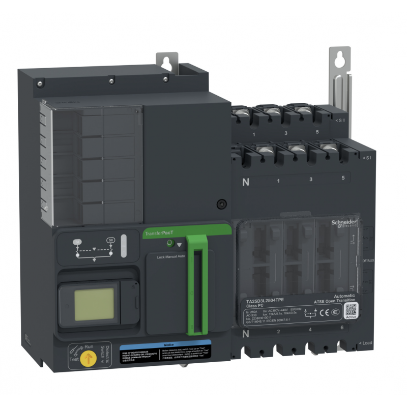 TA25D3L2004TPE - Автоматический ввод резерва TransferPact TA25, 3P, 200 A, с ЖК-дисплеем, Schneider Electric