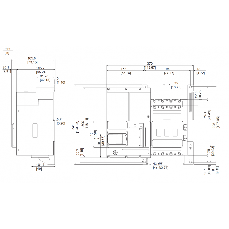 TA25D4L2004TPE - Автоматический ввод резерва TransferPact TA25, 4P, 200 A, с ЖК-дисплеем, Schneider Electric