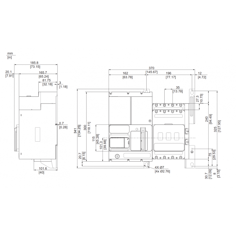 TA25D4S2504TPE - Автоматический ввод резерва TransferPact TA25, 4P, 250 A, без дисплея, Schneider Electric