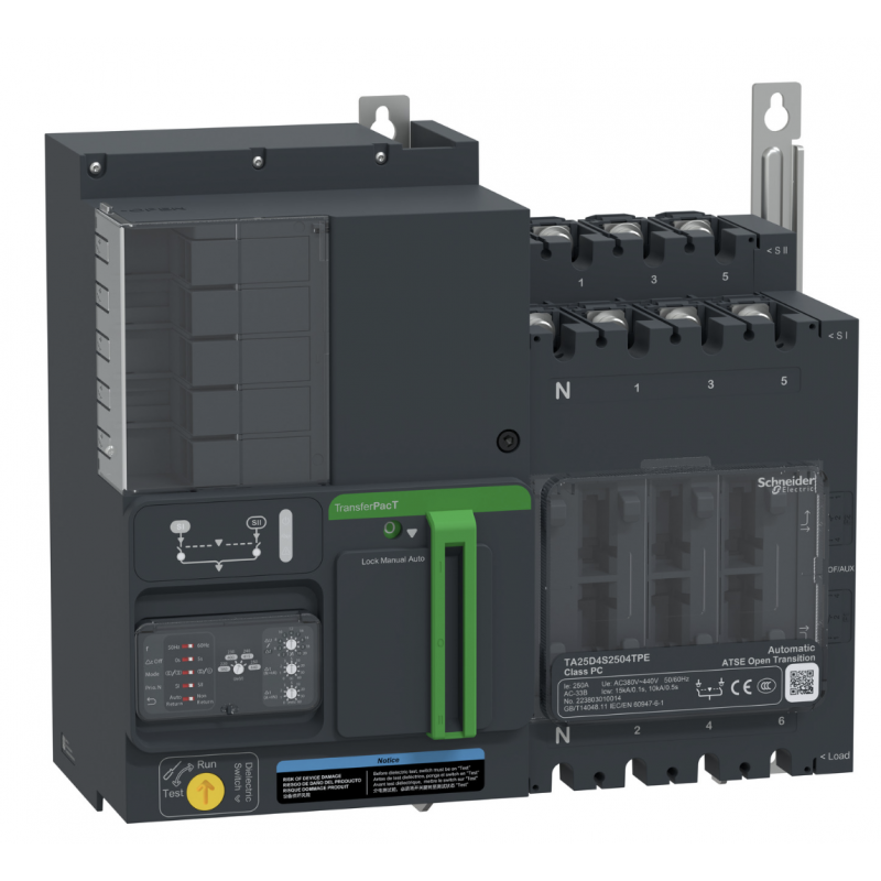 TA25D4S2504TPE - Автоматический ввод резерва TransferPact TA25, 4P, 250 A, без дисплея, Schneider Electric