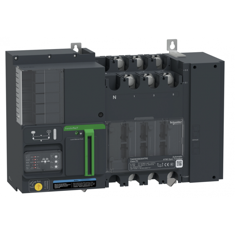 TA63D3S5004TPE - Автоматический ввод резерва TransferPact TA63, 3P, 500 A, без дисплея, Schneider Electric