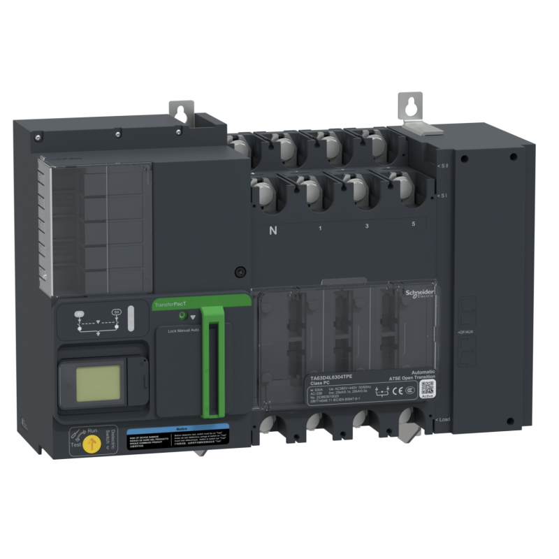 TA63D4L4004TPE - Автоматический ввод резерва TransferPact TA63, 4P, 400 A, с ЖК-дисплеем, Schneider Electric