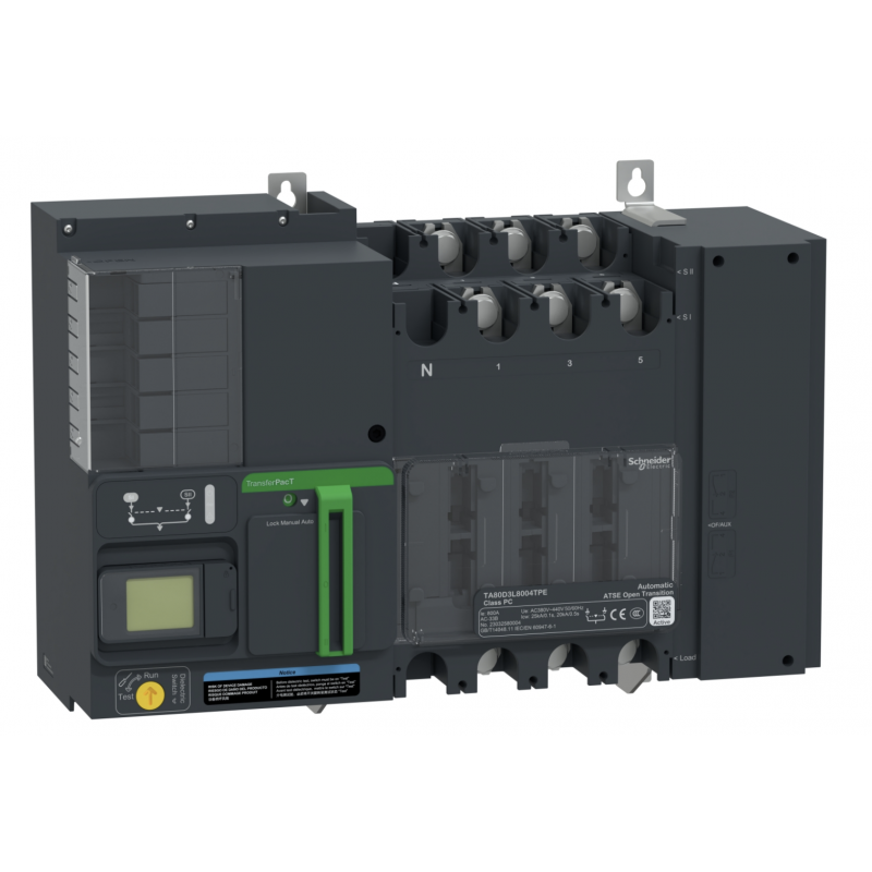TA80D3L8004TPE - Автоматический ввод резерва TransferPact TA80, 3P, 800 A, с ЖК-дисплеем, Schneider Electric