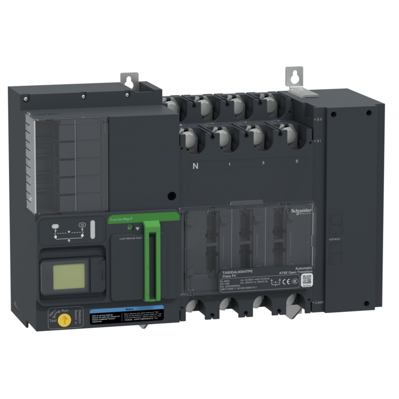 TA80D4L8004TPE - Автоматический ввод резерва TransferPact TA80, 4P, 800 A, с ЖК-дисплеем, Schneider Electric