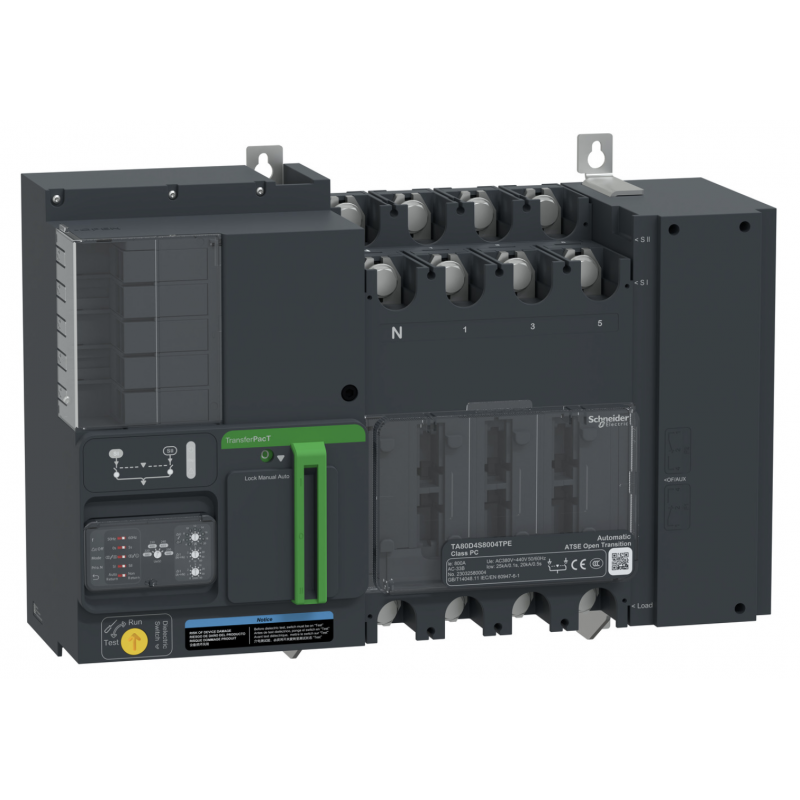 TA80D4S8004TPE - Автоматический ввод резерва TransferPact TA80, 4P, 800 A, без дисплея, Schneider Electric