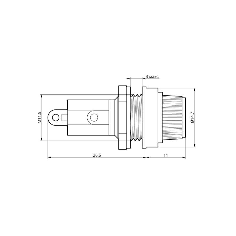 Держатель предохранителя 1P, In-10 A, 5х20 мм, 250V AC, TAKEL (505944)