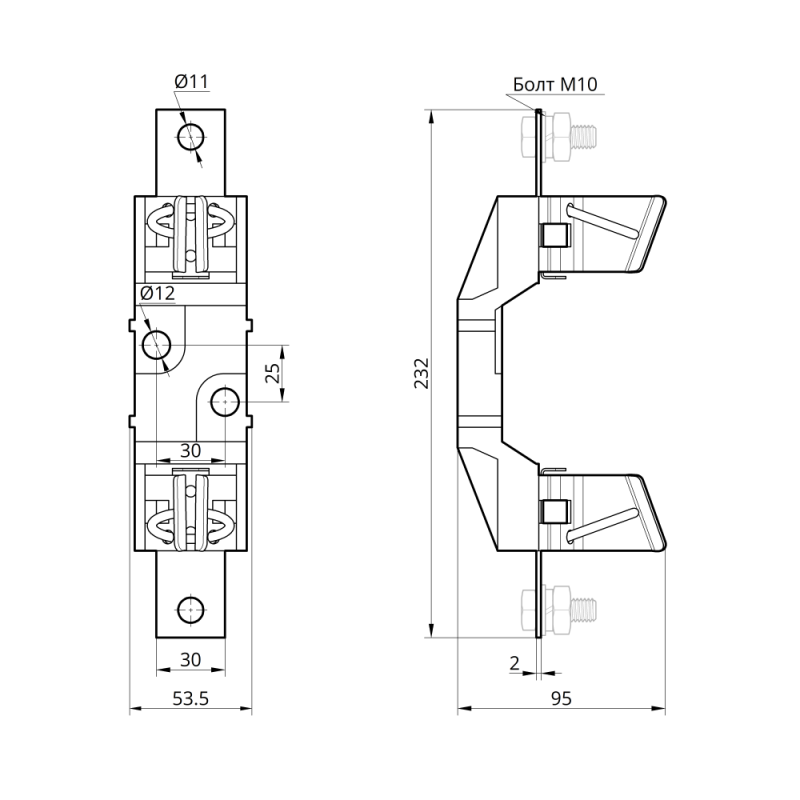 510503 - Держатель предохранителя 1P, In-400 A, NH-2, TAKEL