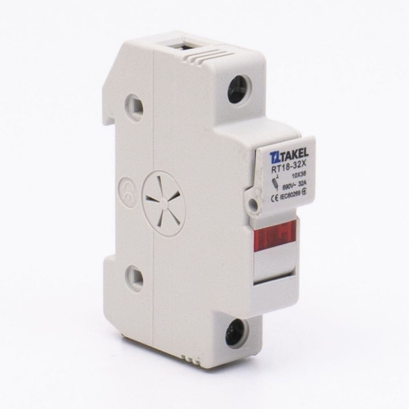 510616 - Держатель цилиндрического предохранителя RT18-32X, 1P, 32 A, 10×38 мм, 690 В AC, индикация, TAKEL