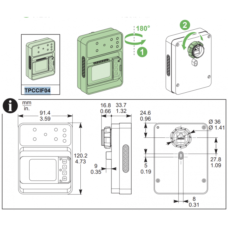 TPCCIF04 - Внешний терминал управления с ЖК-дисплеем для АВР TransferPact TA, Schneider Electric