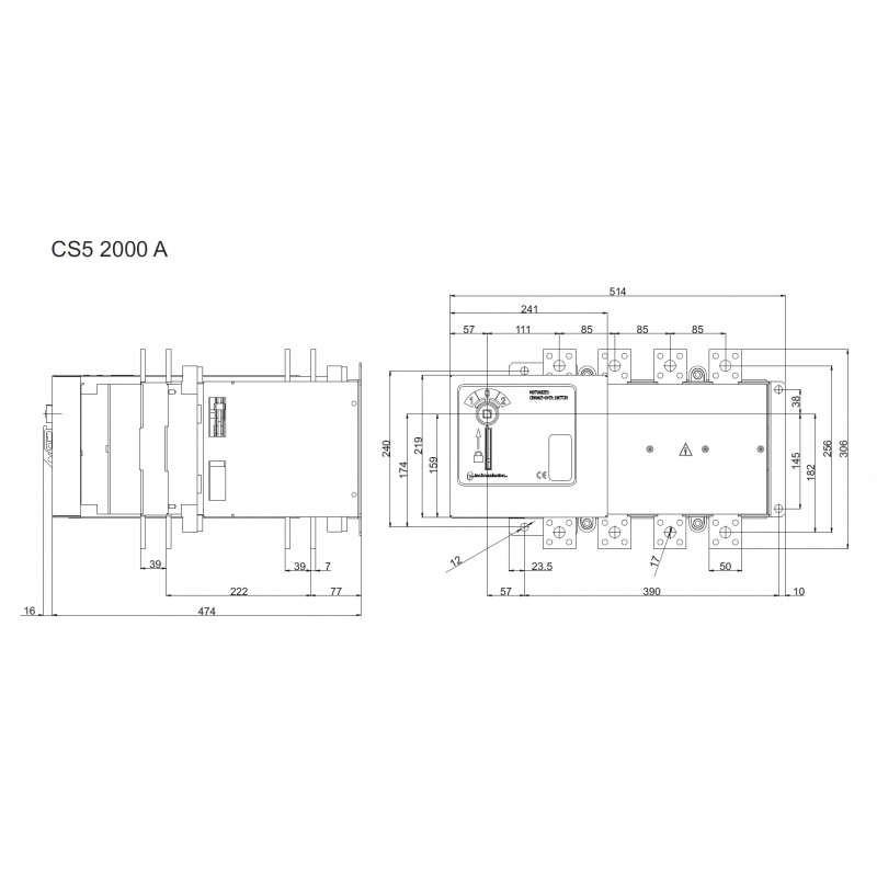 150048MS - Переключатель нагрузки с мотор-приводом CS5P, 3P Ith-2000 A, Uупр-110-220В АС/24В DC, Technoelectric