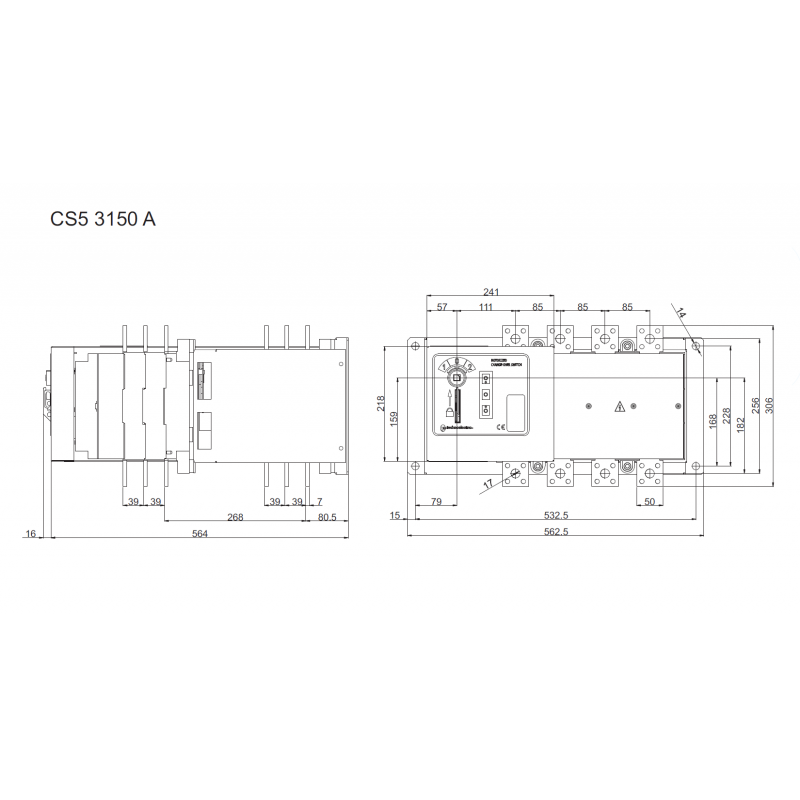150058MS - Переключатель нагрузки с мотор-приводом CS5P, 3P Ith-2500 A, Uупр-110-220В АС/24В DC, Technoelectric