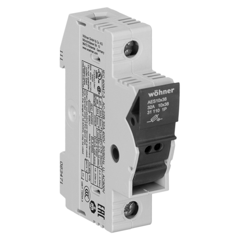 31110 - Разъединитель под предохранитель AMBUS, 1P Ie-32 A, 10×38 мм, Wöhner