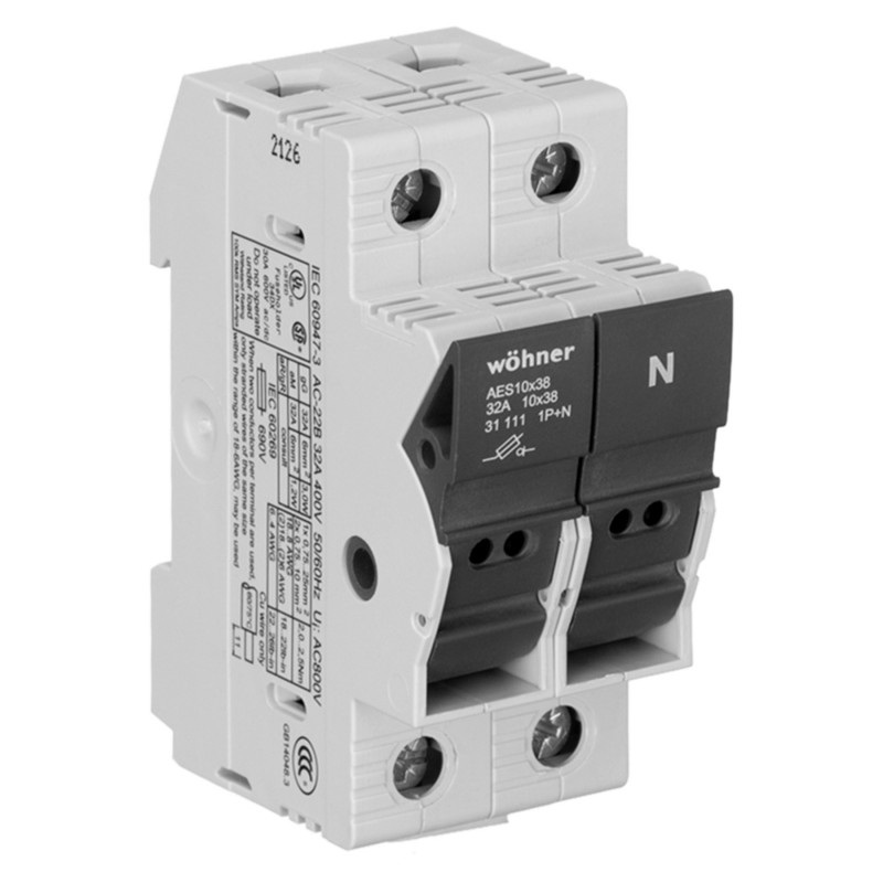 31111 - Разъединитель под предохранитель AMBUS, 1P+N Ie-32 A, 10×38 мм, Wöhner