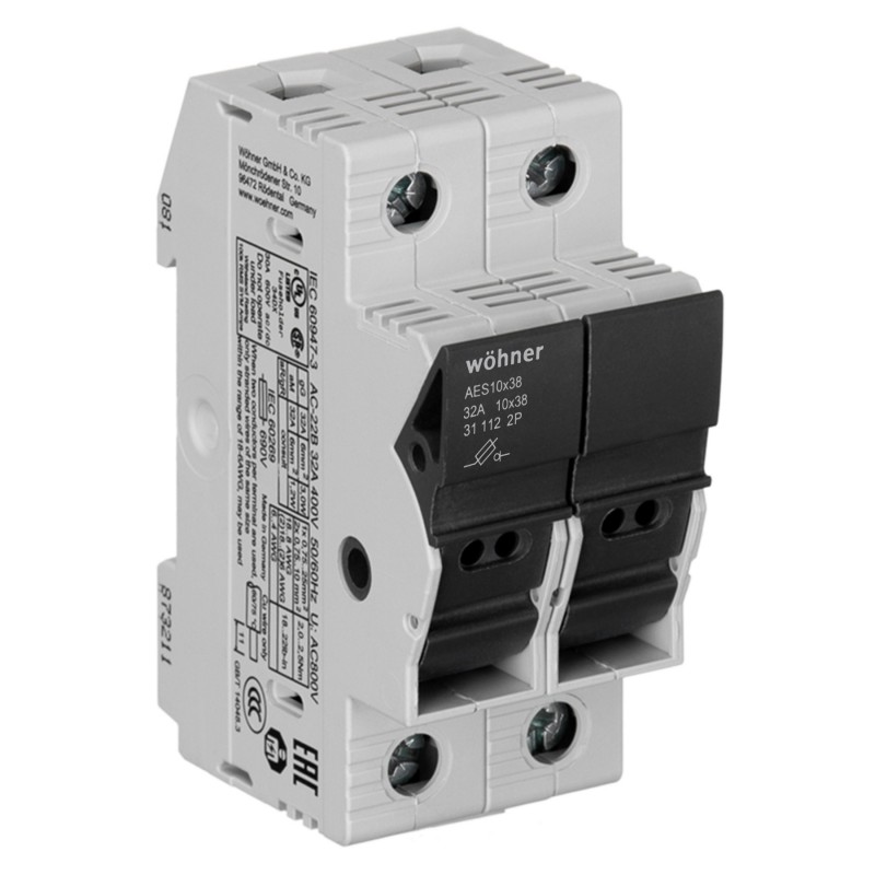 31112 - Разъединитель под предохранитель AMBUS, 2P Ie-32 A, 10×38 мм, Wöhner